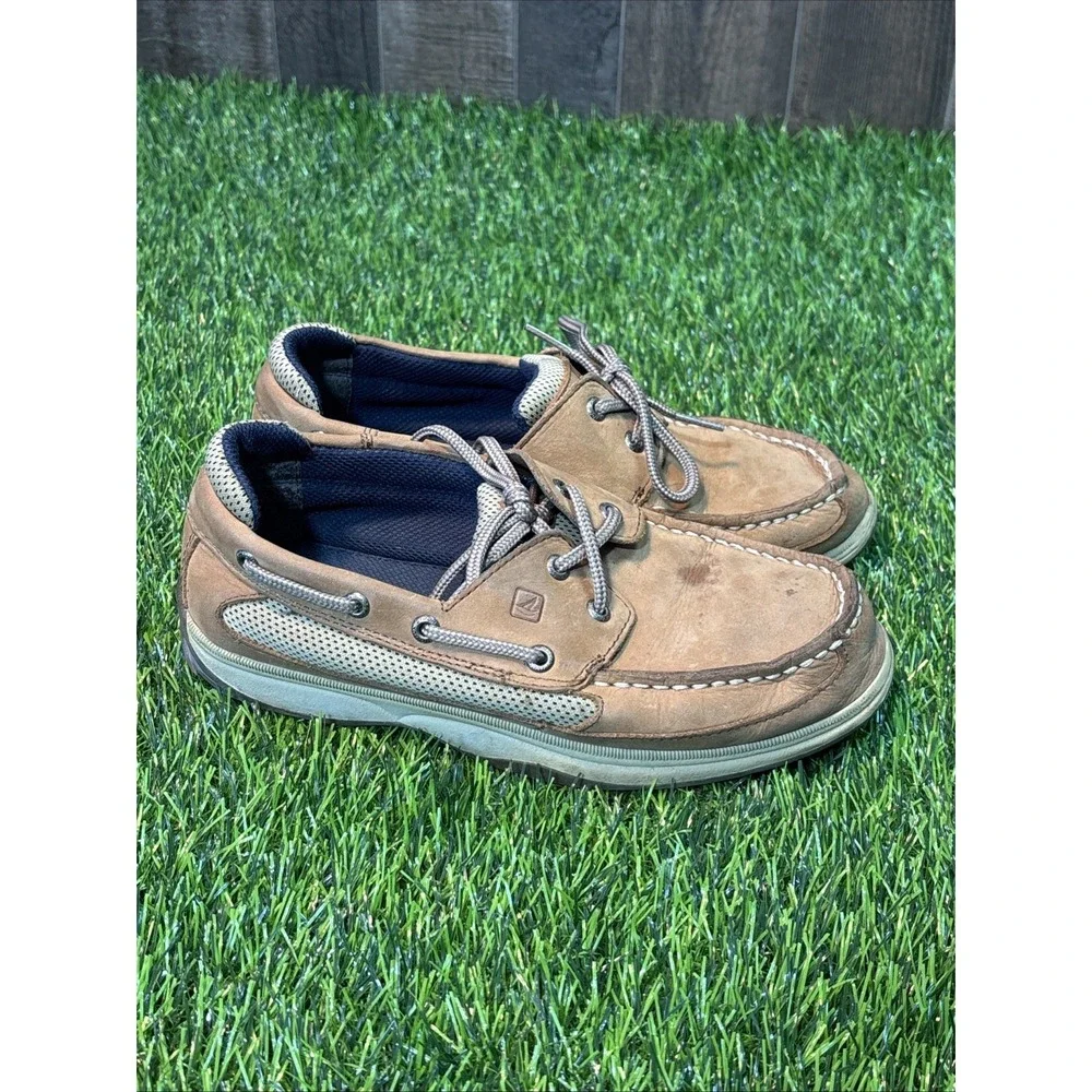 Sperry Top-Sider Boys Boat Shoes Size 4M Brown Leather – Fair Condition‎